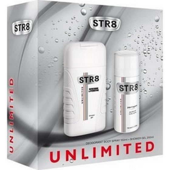 Str8 Unlimited shower gel 250 ml + deodorant spray 150 ml, cosmetic set