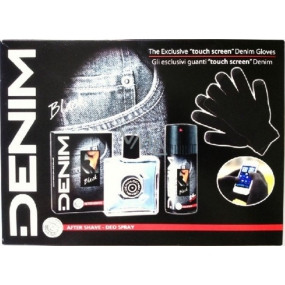Denim Black aftershave 100 ml + deodorant spray 150 ml + gloves for touch screen, cosmetic set