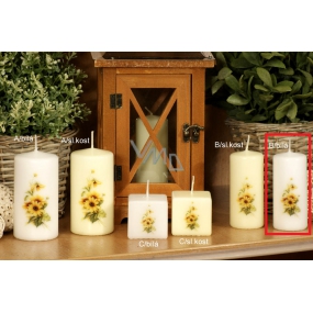 Lima Yellow flower scented candle white with decal cylinder 40 x 90 mm 1 piece