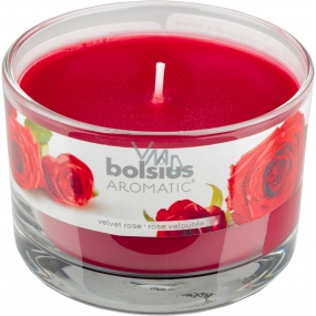 Bolsius Aromatic Velvet Rose - Velvet Rose scented candle in glass 90 x 65 mm 247 g, burning time 30 hours