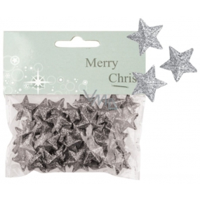 Stars with glitters 50 pieces silver, 2 cm
