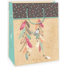 Ditipo Gift kraft bag 22 x 10 x 29 cm beige, feathers