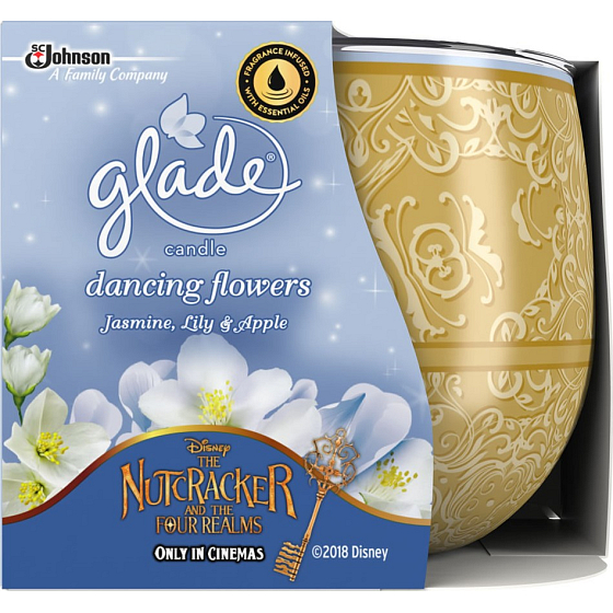 Glade Dancing Flowers - Jasmine, Lily and Apple scented candle in glass, burning time up to 30 hours 120 g