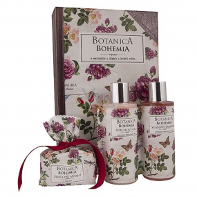 Bohemia Gifts Botanica Rosehip and rose shower gel 200 ml + hair shampoo 200 ml + handmade toilet soap 100 g, book cosmetic set