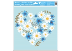 Glue-free window foil with glitter flowers heart 33 x 30 cm