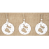 Wooden hanging stocking white 6 cm 3 pieces
