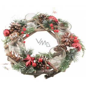 Advent wreath for candles from twigs with cones 30 cm