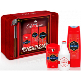 Old Spice Captain deodorant stick 50 ml + 2in1 shower gel 250 ml + aftershave 100 ml + tin box, cosmetic set for men