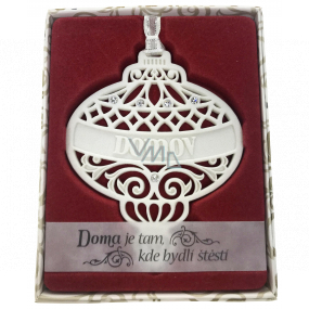 Albi Christmas ornament with Swarovski crystals for hanging with a description - Home is where happiness lives, approx. 7 x 8 cm