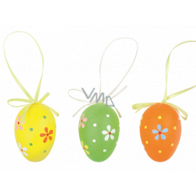 White-yellow-green plastic eggs for hanging 4 cm, 12 pieces in a bag