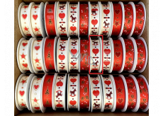 Ditipo Ribbon satin Villach Cream with red hearts and hobbies 3 mx 15 mm