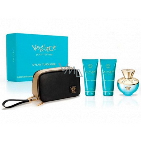 Versace Dylan Turquoise eau de toilette for women 100 ml + body lotion 100 ml + shower gel 100 ml + cosmetic bag, gift set for women