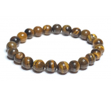 Tiger eye bracelet elastic natural stone, ball 8 mm / 16-17 cm, stone of the sun and earth, brings luck and wealth
