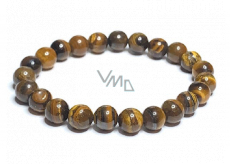 Tiger eye bracelet elastic natural stone, ball 8 mm / 16-17 cm, stone of the sun and earth, brings luck and wealth