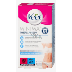 Veet Minima Bikini and underarm wax strips for sensitive skin 16 pieces