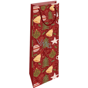 Nekupto Gift paper bag for bottle 33 x 10 x 9 cm Christmas trees red