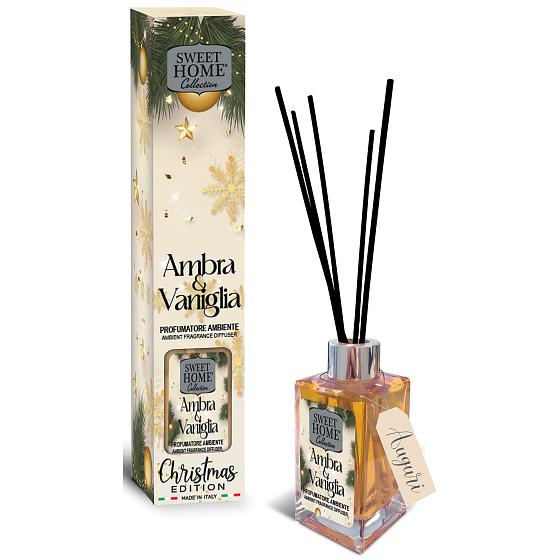 Sweet Home Christmas Edition Ambra & Vanilla aroma diffuser with scent sticks 100 ml