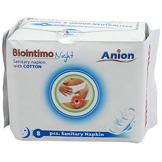 Biointimo Night Anion night sanitary pads 8 pieces