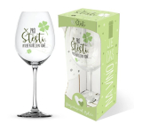 Nekupto It's Time for Wine Glass with Print For Luck... 440 ml