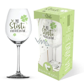 Nekupto It's Time for Wine Glass with Print For Luck... 440 ml