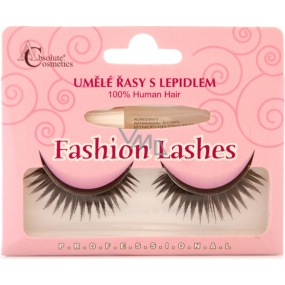 Absolute Cosmetics Fashion Lashes Artificial sticky lashes medium long curly black with glue 047 black 1 pair