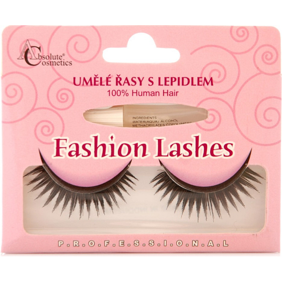 Absolute Cosmetics Fashion Lashes Artificial sticky lashes medium long curly black with glue 047 black 1 pair