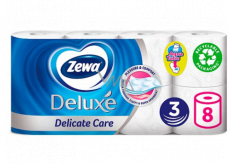 Zewa Deluxe Aqua Tube Delicate Care Toilet Paper 150 shreds 3 ply 8 pieces, flushable roll