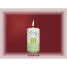Lima Jubilee 10 years candle white decorated 50 x 100 mm 1 piece