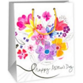 Ditipo Gift paper bag 18 x 10 x 22.7 cm white colored flowers