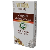 Victoria Beauty Argan Depilatory wax strips for face and bikini area with argan oil 20 pieces + 2 napkins 22 pieces