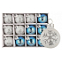 White and blue glass flasks with snowflake set 3 cm, 12 pieces