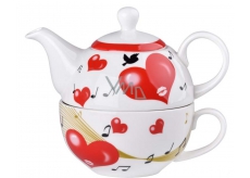 Emocio Pottery pot with teapot and cup of heart, set