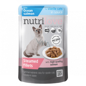 Nutrilove Stewed fillets with juicy salmon in sauce complete food for neutered and sterilized cats pocket 85 g