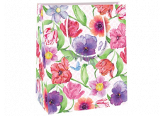 Ditipo Gift paper bag small various flowers, poppies, pansies 11.4 x 6.4 x 14.6 cm E
