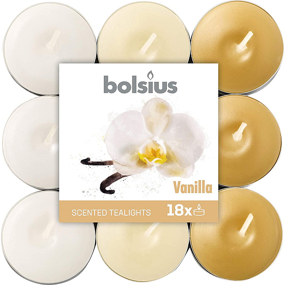 Bolsius Aromatic Vanilla - Vanilla scented tealight candles 18 pieces, burning time 4 hours