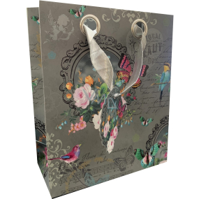 EP Line Paper gift bag 23 x 19 x 9 cm Grey with butterfly