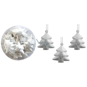 Metal bell trees with silver print for hanging 4,5 cm 12 pieces
