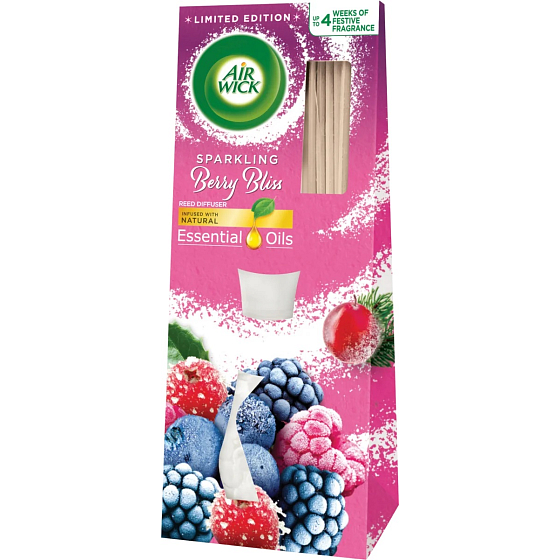 Air Wick Reed Diffuser Essential Oils Sparkling Berry Bliss - Winter Fruit Scented Sticks Air Freshener 33 ml