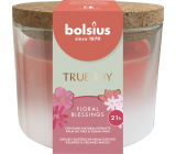 Bolsius True Joy Floral Blessings scented candle in glass with cork lid 80 x 75 mm, burning time 21 hours