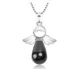 Onyx black Angel pendant natural stone 4,2 x 3 cm, life force stone