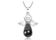 Onyx black Angel pendant natural stone 4,2 x 3 cm, life force stone