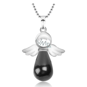 Onyx black Angel pendant natural stone 4,2 x 3 cm, life force stone