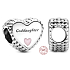 Charm Sterling silver 925 Heart christening charm - godmother, bead on bracelet family