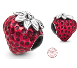 Sterling silver 925 Strawberry with grains, bead for bracelet, food and drink