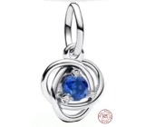 Charm Sterling silver 925 Blue circle of eternity shining, pendant on bracelet symbol