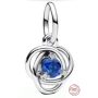 Charm Sterling silver 925 Blue circle of eternity shining, pendant on bracelet symbol