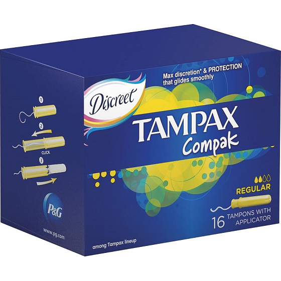 Tampax Compak Regular Women's Tampons with Applicator 16 Pieces