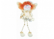 Cream felt angel with copper hair for hanging 23 cm