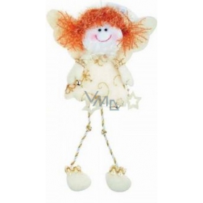 Cream felt angel with copper hair for hanging 23 cm