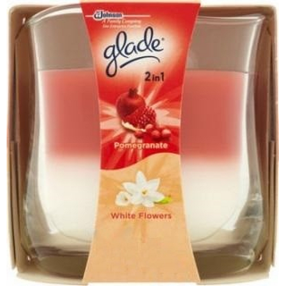 Glade by Brise 2in1 Pomegranate and White Flowers scented candle in glass, burning time up to 30 hours 135 g